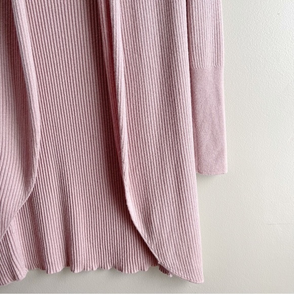 Leith Ribbed Shawl Cocoon Open Front Cardigan Sweater in Dusty Rose Pink, XS‎ - Picture 7 of 12